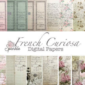 Franse Curiosa Papers digitaal/afdrukbaar hoog mager dagboek