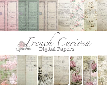 French Curiosa Papers Digital / Printable Tall Skinny Journal