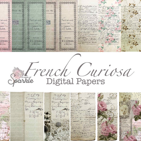 French Curiosa Papers Digital / Printable Tall Skinny Journal