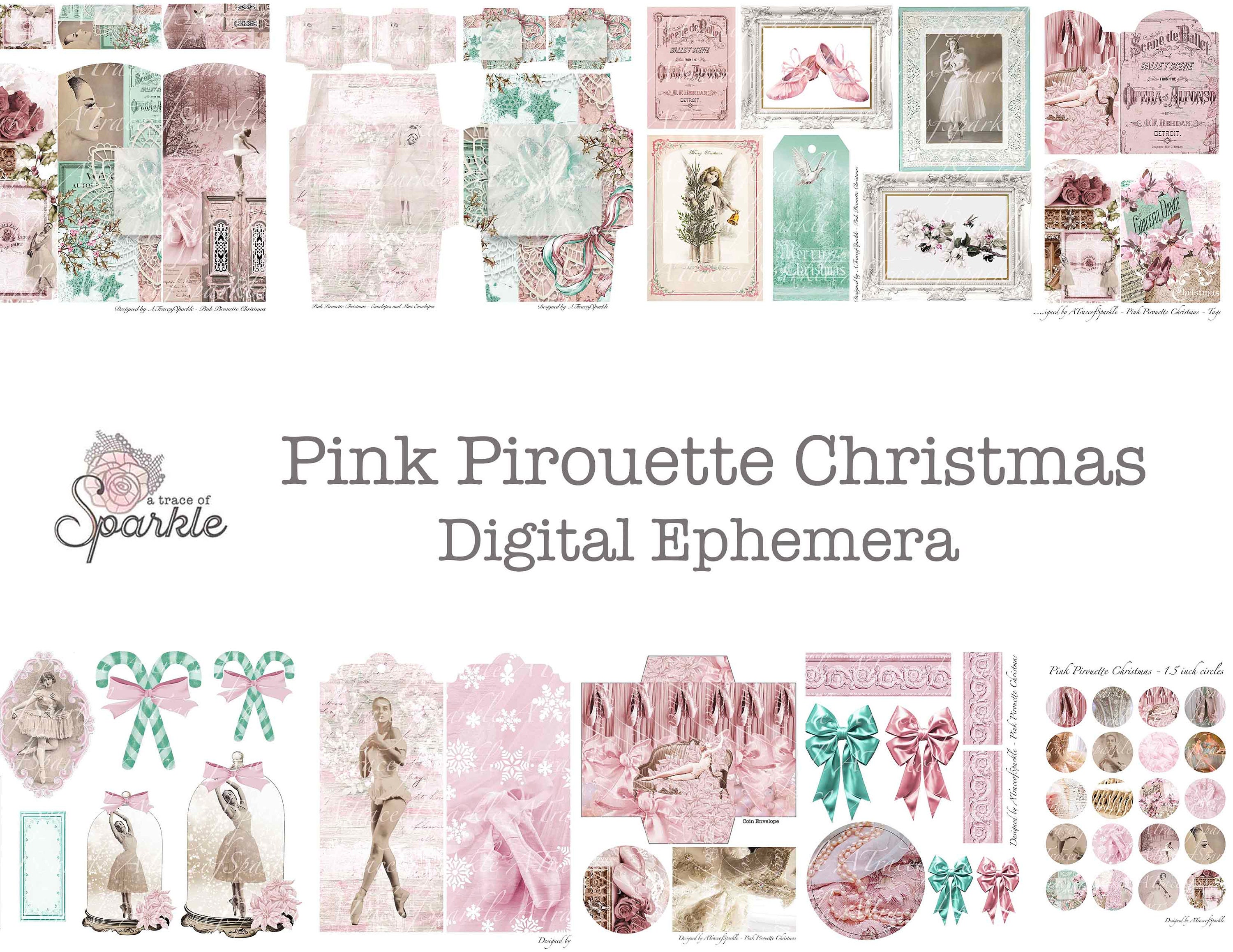 Pink Pirouette Christmas Ephemera Digital / Printable Christmas Journal Cutouts