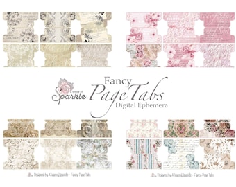 Fancy Page Tabs Digital Papers / Printable for Journals Mini Albums Planners
