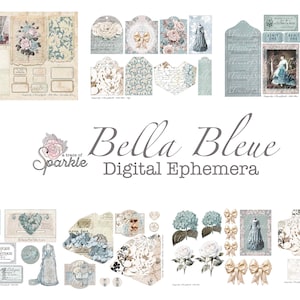 Découpes de journaux numériques / imprimables éphémères Bella Bleue