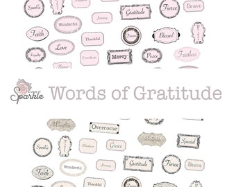 Words of Gratitude Labels Digital / Printable