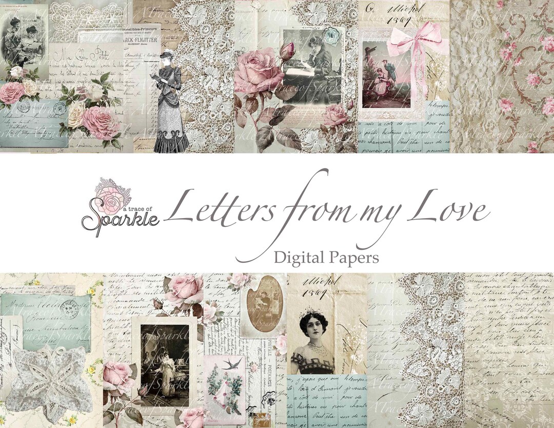 Letters From My Love Digital Papers / Printable Journal French Script ...