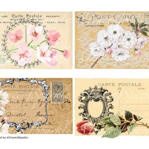 Vintage Florale Postkarten Digital / Druckbare Datei