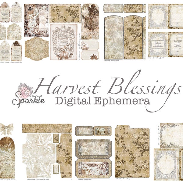 Harvest Blessings Ephemera Digital / Printable Gratitude Journal