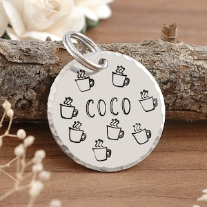 Coco - Pet ID Tag - 1-1/8&quot; or 1.25&quot; Hand Stamped - Dog - Cat - Copper, Brass, Aluminum - Hot Chocolate - Coffee