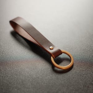 Handmade leather keychain, solid brass hardware, Italian veg tan Buttero leather
