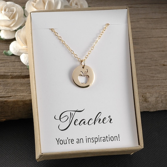 Gold Teacher Necklace Simple Teacher Necklace Apple Necklace Teacher gift Teacher Necklace 14k Gold Filled