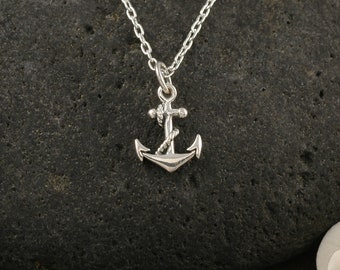Sterling Silver Anchor necklace, Refuse to sink, Nautical Jewelry, Tiny anchor charm necklace, Sailing Boat