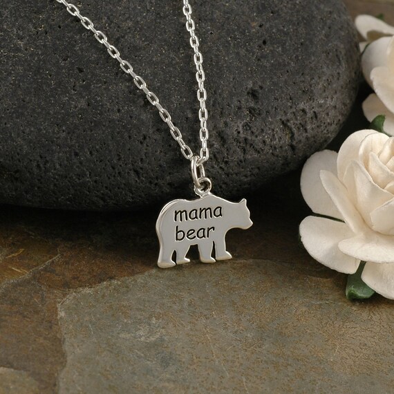 silver mama bear necklace