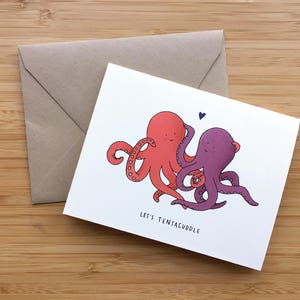 Octopus Love Card - Octopus Card, Octopus Valentine, Octopus Anniversary Card, Pun Card, Octopus Illustration, Cute Valentine Card