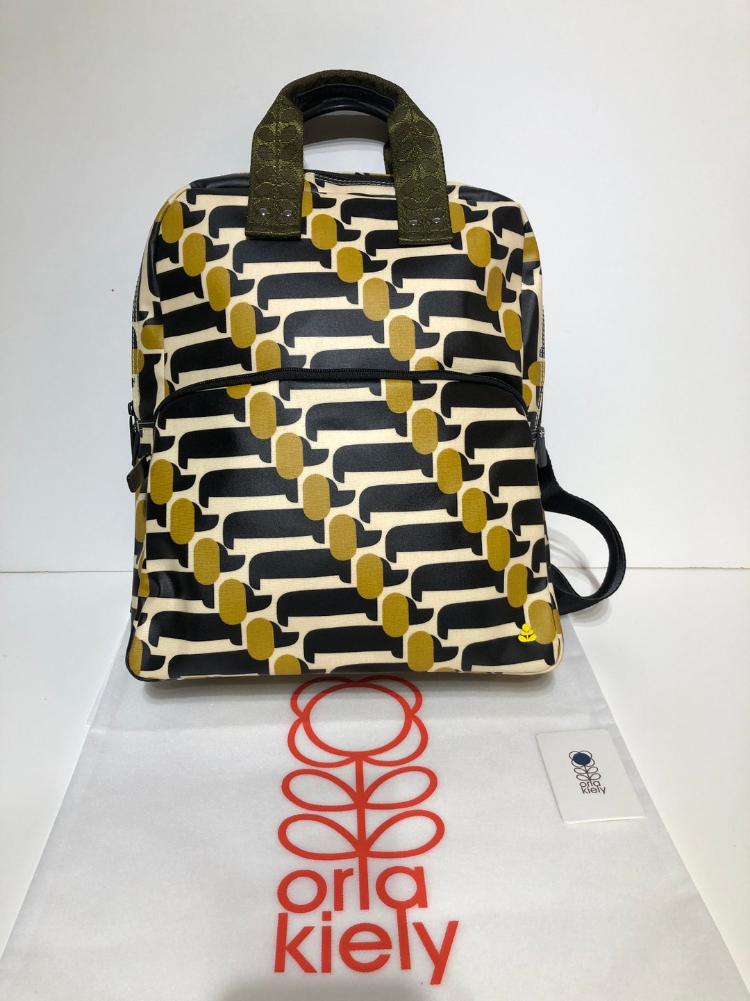 Orla Kiely Rare Jet Blue Yellow Show Dog Lotta Backpack Tote Etsy