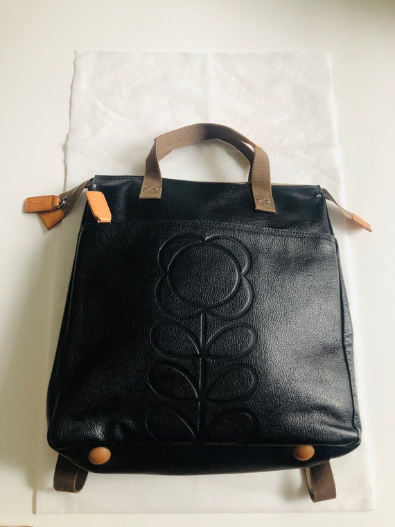 Orla Kiely Black Leather Handbag
