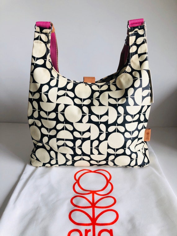 Orla Kiely Rare White Black Pink Crossbody Sling Shoulder Etsy