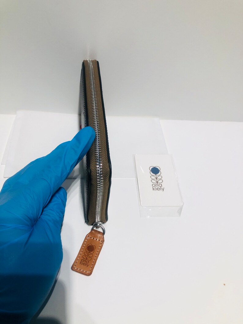 Orla Kiely Black Flower Embossed Leather Big Zip Wallet Pursenot Dress