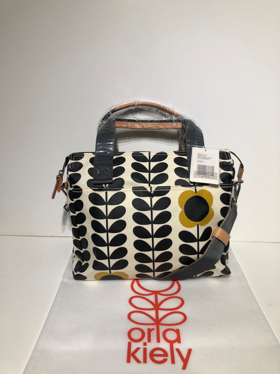 Orla Kiely Rare White Black Tall Flower Messenger Shoulder Etsy