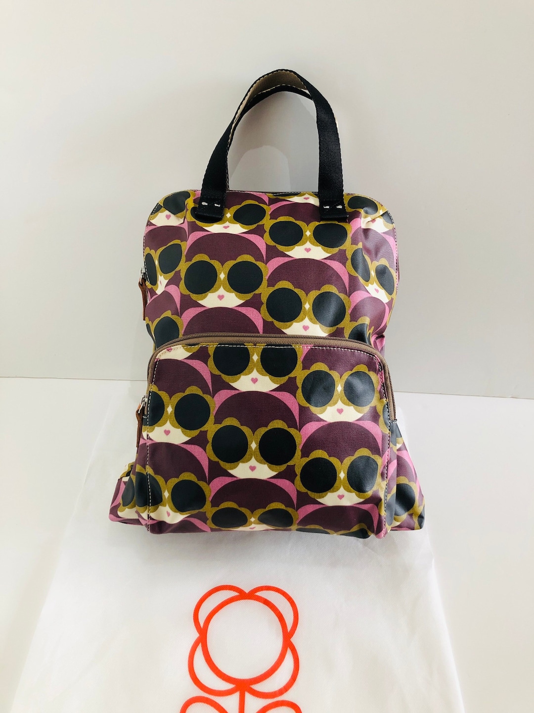 Orla Kiely Rare Purple Lola Face Bestie Morello Backpack Tote Etsy