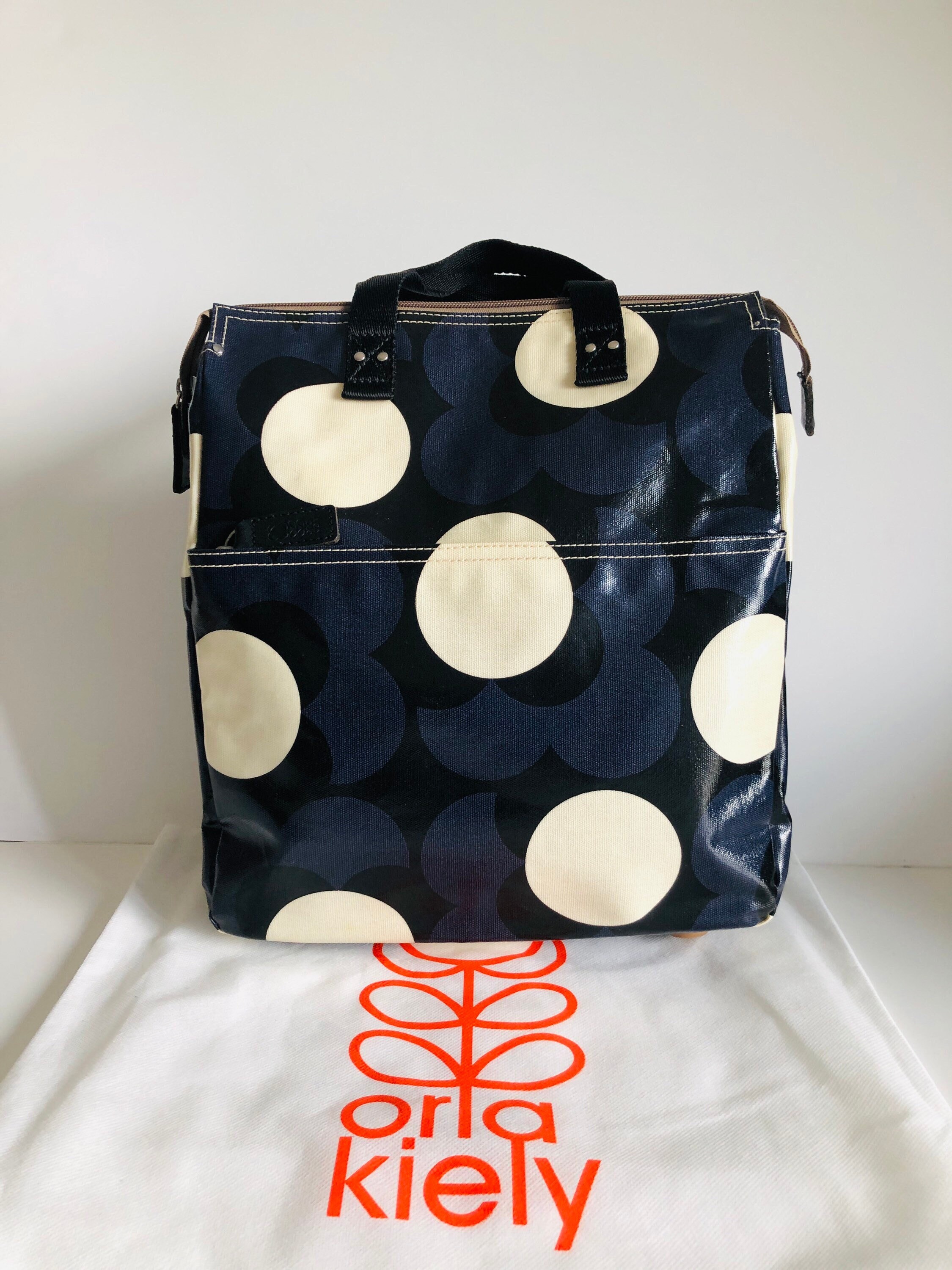 Orla Kiely Rare Shadow Flower Blue Black Backpack Tote