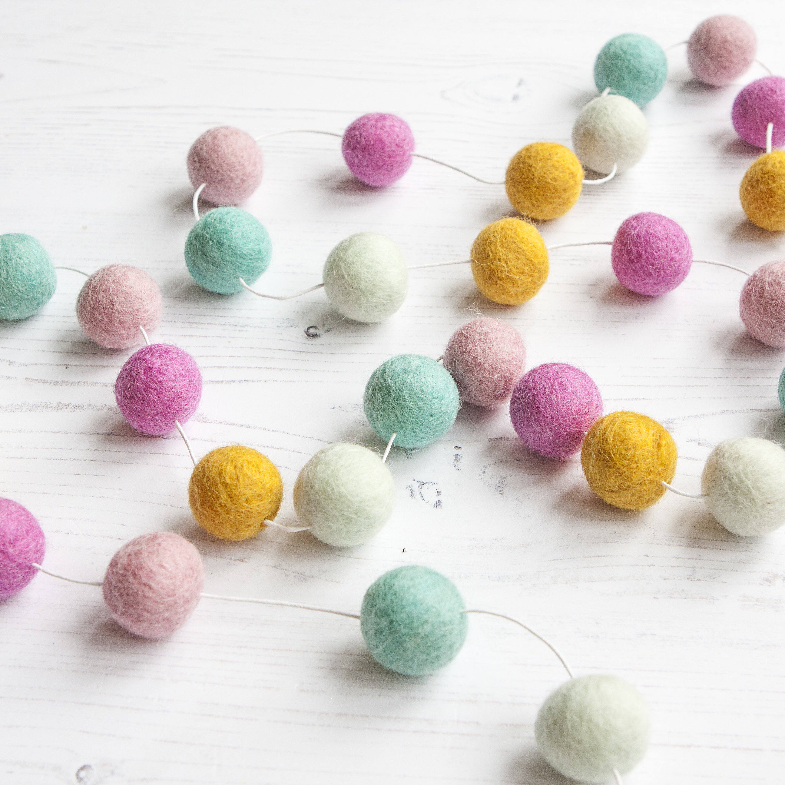 Pom Pom Garland Pastel Pink Nursery Felt Ball Garland 1st Etsy UK