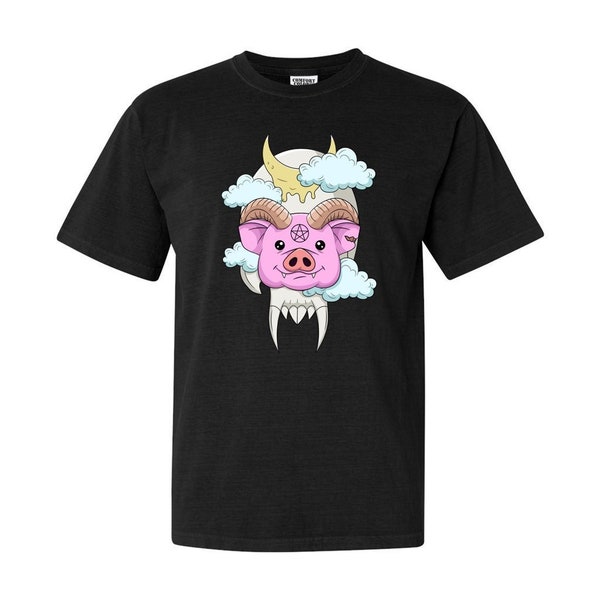 Baby Worship Unisex T-shirt | Comfort Colors Baphomet Cute Kawaii Gothic Goth Halloween Ghost Spooky Alt Alternative Metal Punk Pig