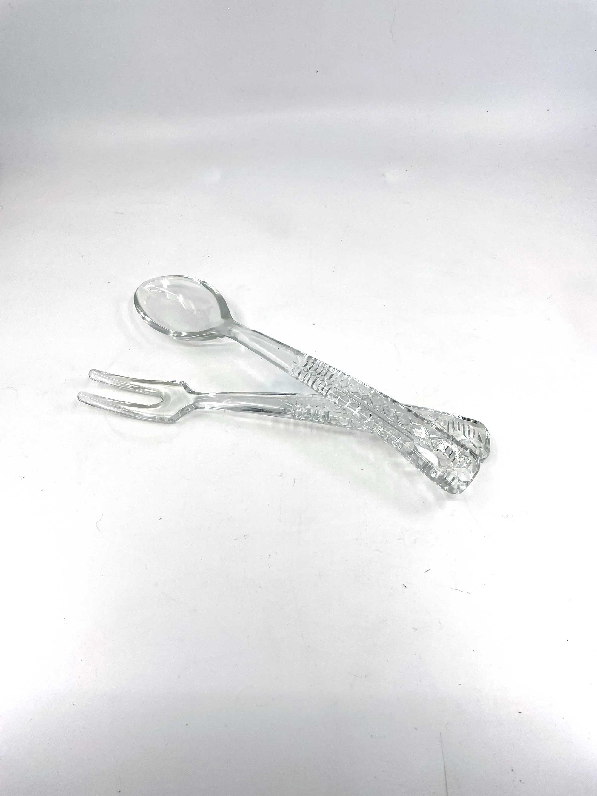 Glass Serving Spoon Fork Set Vintage FREE SHIPPING Etsy Australia