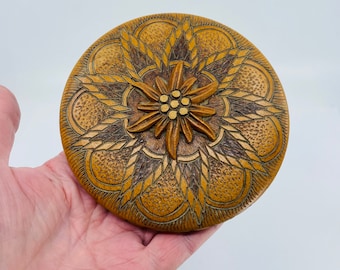 Tirol Hand Carved Wooden Trinket Box Vintage FREE SHIPPING