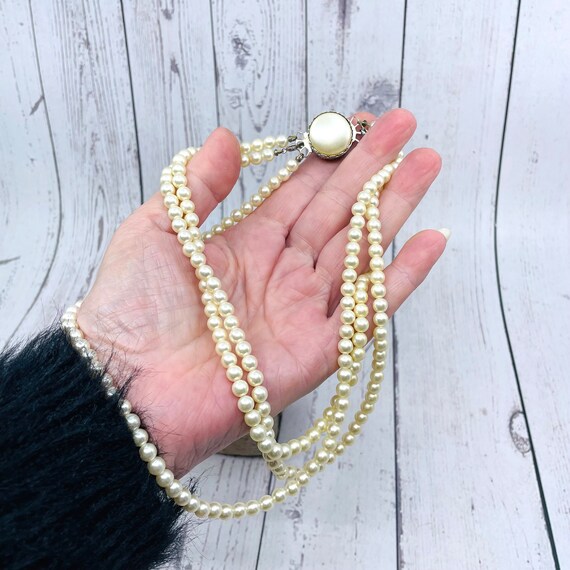 Sarah Coventry Canada Triple String Faux Pearls V… - image 7