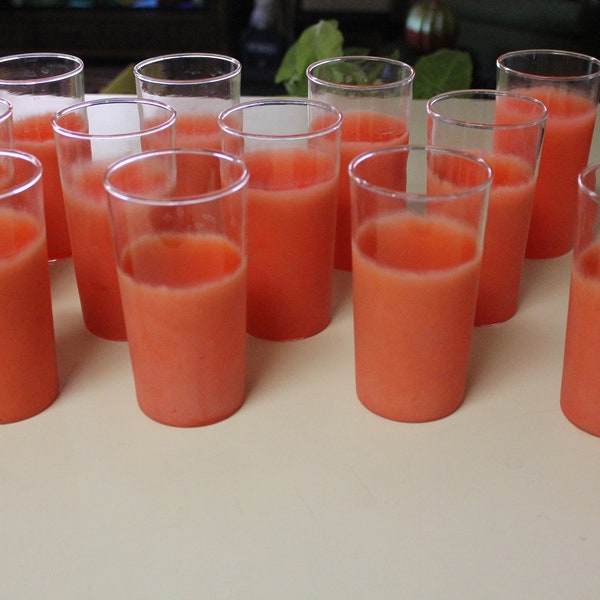 1950's Vintage Federal Glass "Blendo STYLE "  Set of ELEVEN ( 11 ) Tumblers Glasses  Orange   5 inches tall  Retro in Great Condition