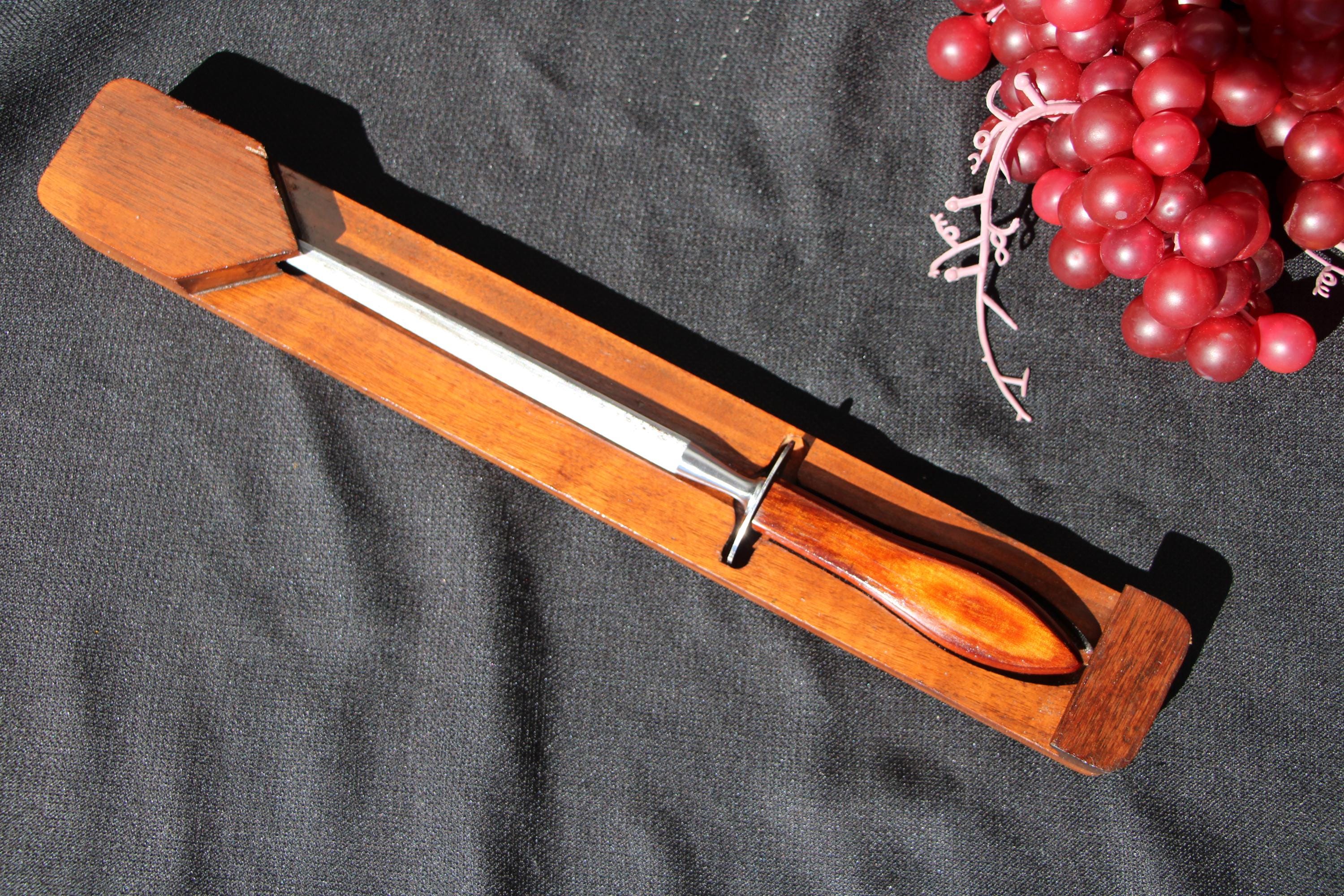 1960's - 70's Vintage - Wooden Handle Knife Sharpening Steel W/ Holder ...