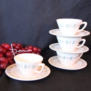 1956 - 1961 Vintage - Metlox Poppytrail - NAVAJO - Set of Four ( 4 ) Cups and Saucers - Good to Very Good Condition