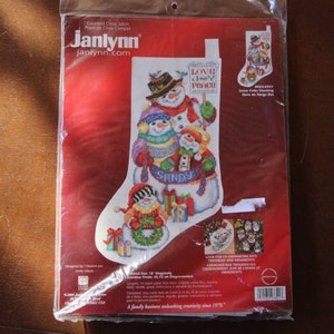 Vintage - Janlynn - Counted Cross Stitch Christmas Stocking Kit - Kit # 023-0341 - SNOW FOLKS - NIP - Excellent Condition
