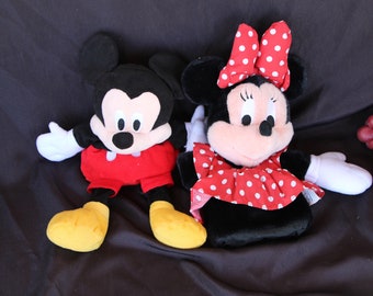 Vintage - Disney - Mickey and Minnie Mouse - HAND PUPPETS - Disney Baby and Applause - Good Condition