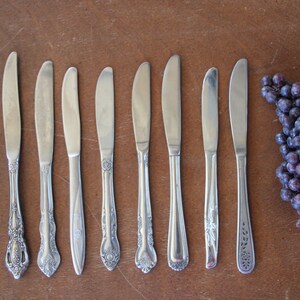 Vintage Floral Stainless Steel Table Knife - Sold Individually