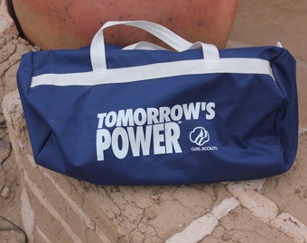 Vintage 1980s Girl Scout Duffel Bag: Navy Blue Nylon, 16 inch
