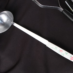 1970&#39;s Vintage Cooking Utensils Stainless Steel with Plastic Handles SOLD INDIVIDUALLY Ladles Mashers Flint Foley etc  Good Condition