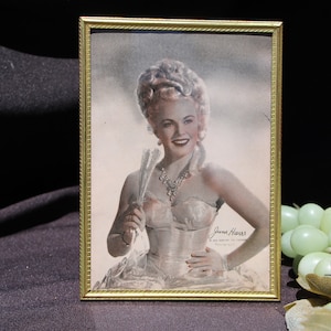 1940&#39;s Vintage - JUNE HAVER / 20th Century Fox - Movie Still / Promo - Colorized B/W Framed Photo - 5 x 7 inches - Good to Very Good Cond