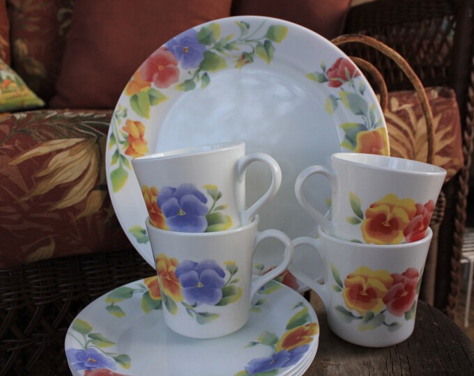 1995 2005 Corelle by Corning SUMMER BLUSH Four Dinner Etsy