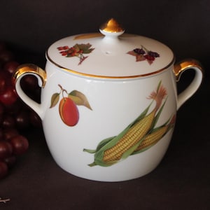 1961 - 2015 Vintage - Royal Worcester - EVESHAM GOLD - Made in ENGLAND - Biscuit or Cookie Jar / Bean Pot - 6 2/3 inches tall
