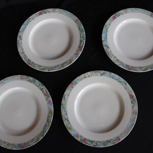 Vintage Mikasa Renoir Dinner or Salad Plates - Pastel Floral Border - Set of 4