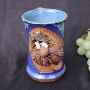 1970's Vintage - MAHON POTTERY - Ugly Mug - 5" Tall - Blue and Brown - Very Good Condition