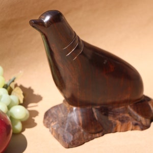 Vintage - Mexican / Mexico - Ironwood Sculpture - SEAL - 10 1/2 inches tall - Unsigned - 9 x 8 x 4&quot; -Good Condition
