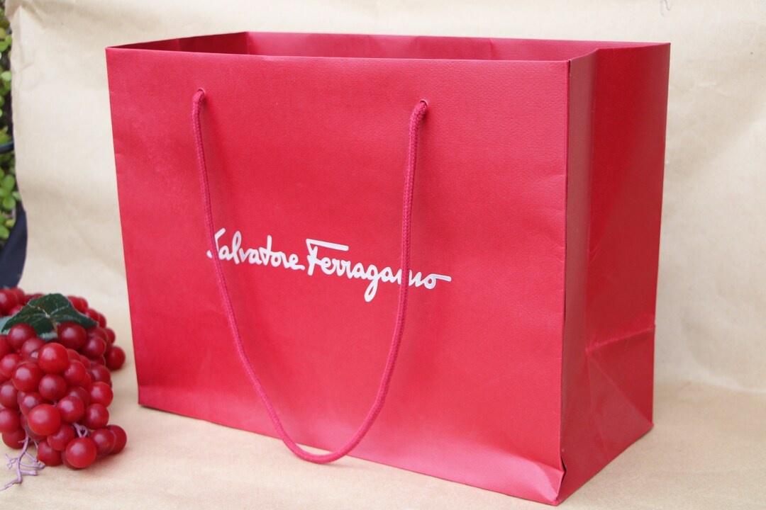 Salvatore Ferragamo Classic Red Shopping Gift Paper Bag 15 X 12 X 7 Fair to Good Condition Etsy