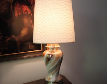 Vintage ERA LAWRIN Ginger Jar Table Lamp: Marbleized Drip Glaze, 1970s-80s - Single or Pair