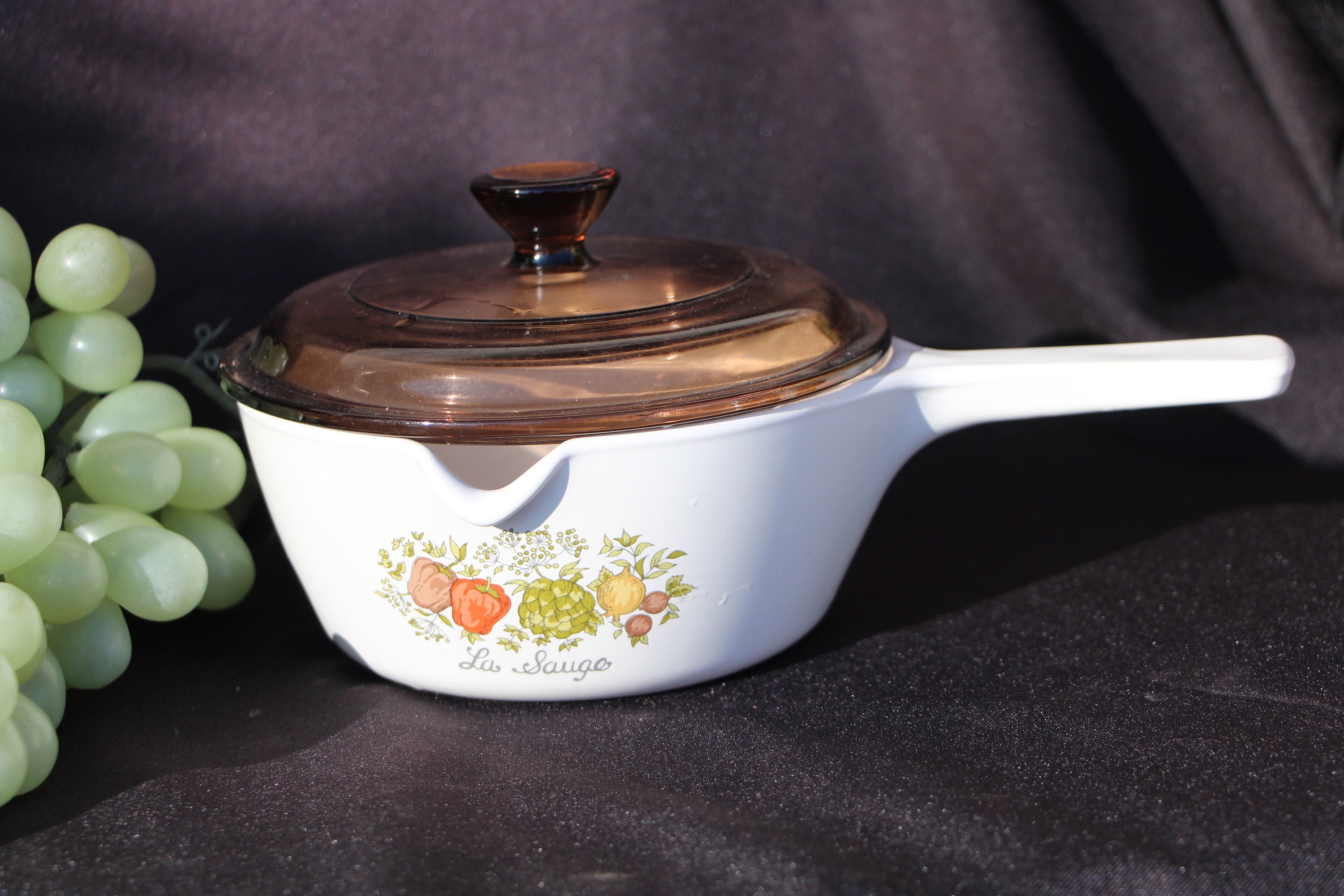 VTG Pyrex Corning Rangetoppers 2 1/2 Quart Saucepan with Glass Lid Spice of  Life