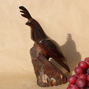 Vintage - Mexican / Mexico - Ironwood Sculpture - Quail - 10 1/2 inches tall - Unsigned - Very Good Condition