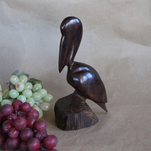 Vintage - Mexican / Mexico - Ironwood Sculpture - Pelican - 9 1/2 inches tall - Unsigned -  Good Condition