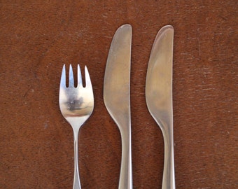 Vtg Lauffer DESIGN 1 Satin GERMANY Stainless Steel Soup Spoon Flatware Lot of 4