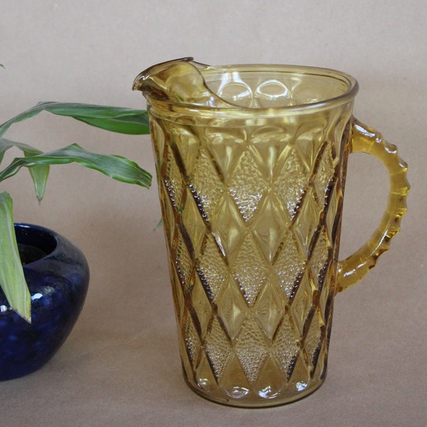 1968 Vintage  Anchor Hocking  GEMSTONE HONEY GOLD  Large Pitcher  9 inches tall in Very Good Condition