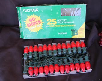 Late 1980s to early 1990s Vintage - NOMA - All Red C-9 Incandescent Christmas Lights